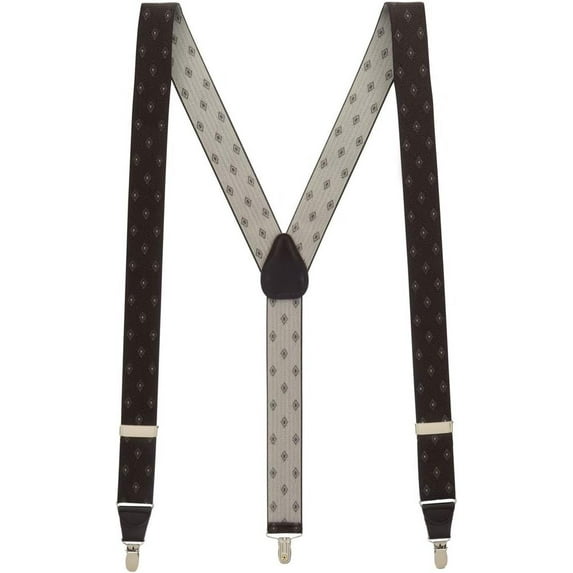 SuspenderStore Jacquard Woven Diamond Suspenders - 1.38-Inch Wide Elastic - Clip - 6 Colors & 2 Sizes