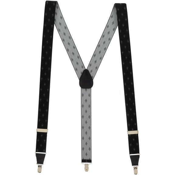 SuspenderStore Jacquard Woven Diamond Suspenders - 1.38-Inch Wide Elastic - Clip - 6 Colors & 2 Sizes