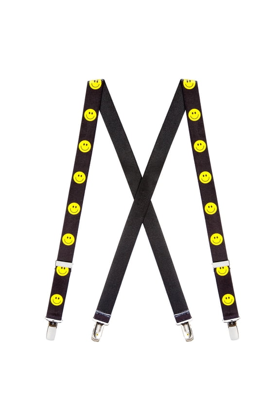 Kids' Happy Face Suspenders - 1-Inch Wide Elastic - Clip - 3 Sizes