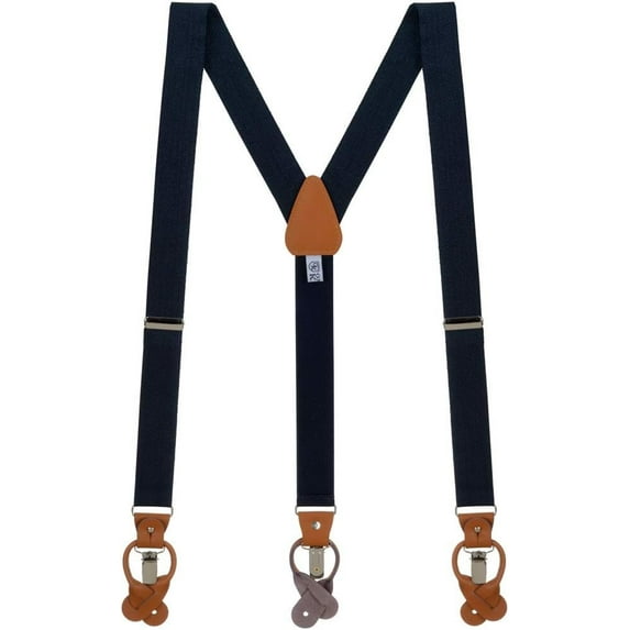 SuspenderStore Oxford Cloth Suspenders - Convertible Button & Clip - 5 Colors