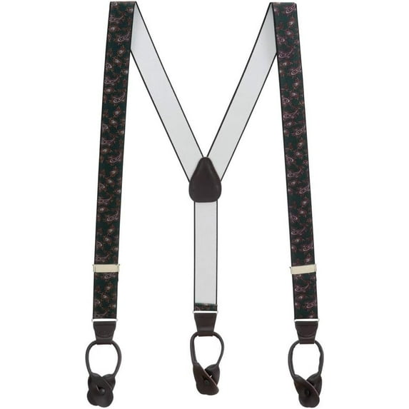 SuspenderStore Paisley Suspenders - 1.38-Inch Wide Elastic - Button - 4 Colors & 2 Sizes