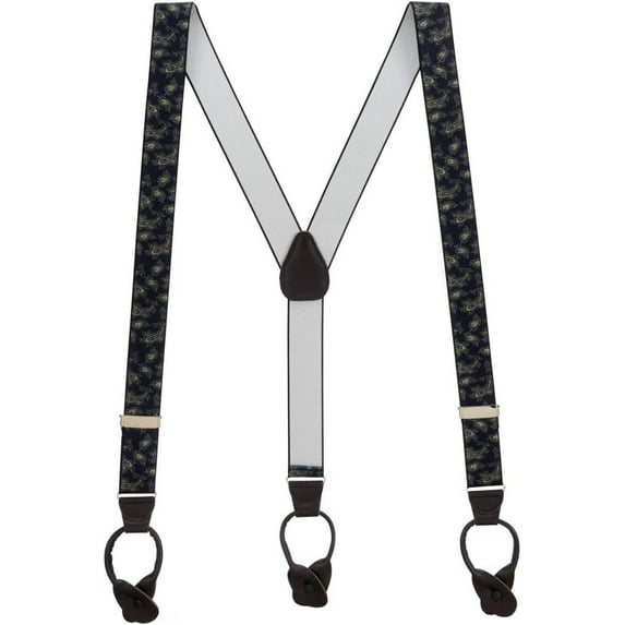 SuspenderStore Paisley Suspenders - 1.38-Inch Wide Elastic - Button - 4 Colors & 2 Sizes