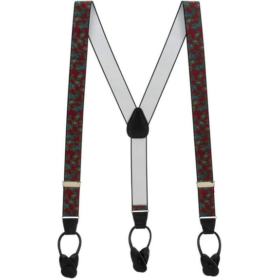 SuspenderStore Paisley Suspenders - 1.38-Inch Wide Elastic - Button - 4 Colors & 2 Sizes