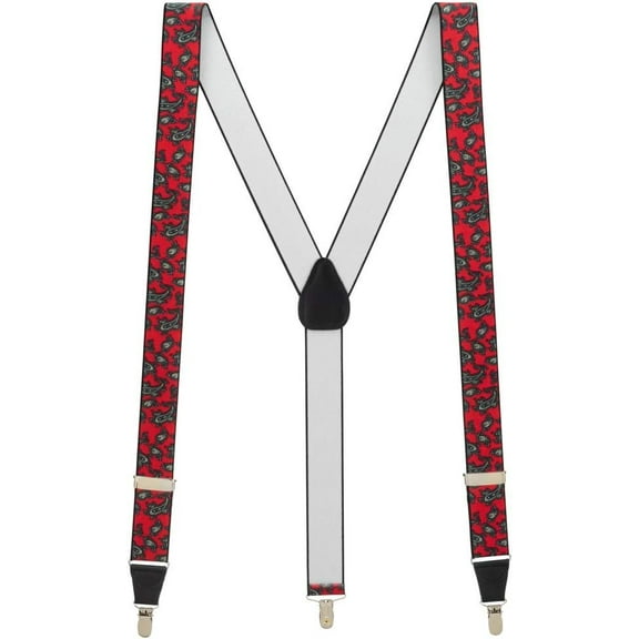 SuspenderStore Paisley Suspenders - 1.38-Inch Wide Elastic - Clip - 4 Colors & 2 Sizes