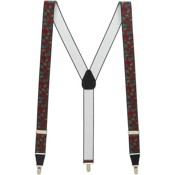 SuspenderStore Paisley Suspenders - 1.38-Inch Wide Elastic - Clip - 4 Colors & 2 Sizes