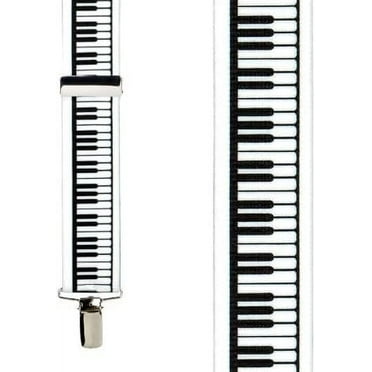 Suspender Store Novelty Piano Keys Suspenders - 1.5-Inch Wide Elastic - X-Back - Clip - 3 Sizes