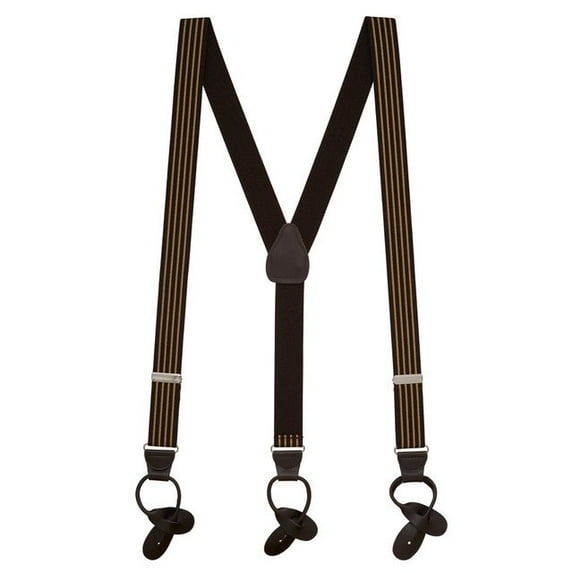 Suspender Store Pinstripe Pattern Suspenders - 1.25-Inch Wide Elastic - Y-Back - Button - 4 Colors