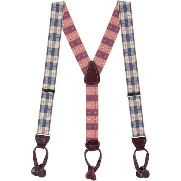 SuspenderStore Plaid Dressy Button-End Suspenders - 5 Colors, 3 Sizes