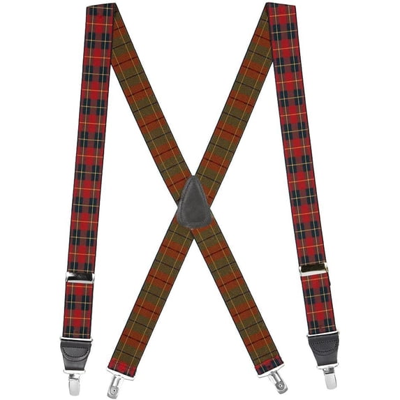 Suspender Store Plaid Dress Suspenders - 1.5-Inch Wide Elastic - Dressy Clip - 4 Colors & 3 Sizes