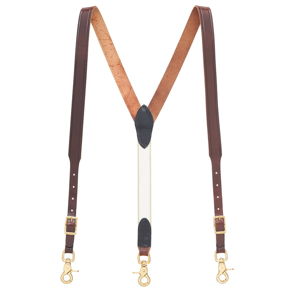 SuspenderStore Plain Tooled 1 Inch Wide Western Leather Suspenders
