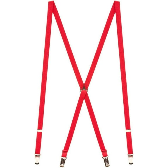 SuspenderStore Skinny Matte Satin Suspenders - 3/4-Inch Wide Elastic - Clip - 9 Colors & 2 Sizes