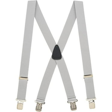 Suspender Store 1.5 Inch Wide Construction Clip Suspenders - LIGHT GREY 42" for 5'0" to 5'9" tall