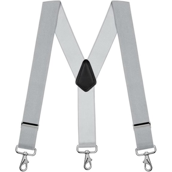 Suspender Store 2 Inch Wide Trigger Snap Suspenders - LIGHT GREY 54" for 6'1" to 6'5" tall
