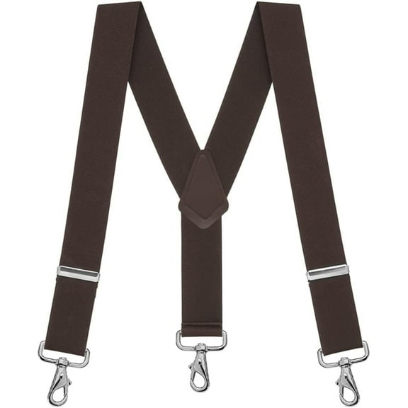 Suspender Store 2 Inch Wide Trigger Snap Suspenders - BROWN 42" for 5'0" to 5'9" tall
