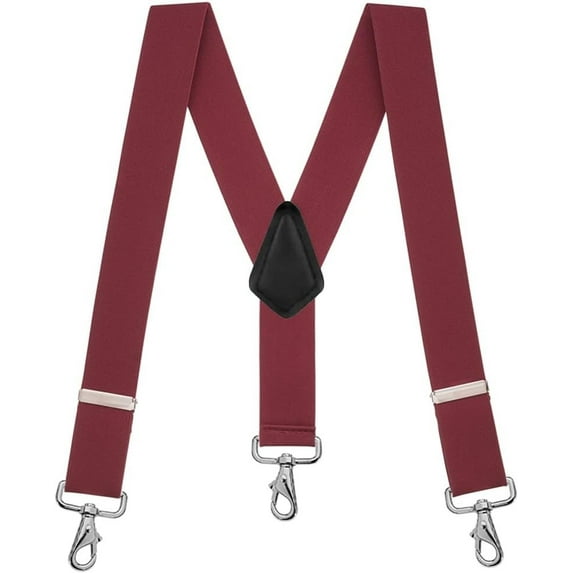 Suspender Store 2 Inch Wide Trigger Snap Suspenders - BURGUNDY 42" for 5'0" to 5'9" tall
