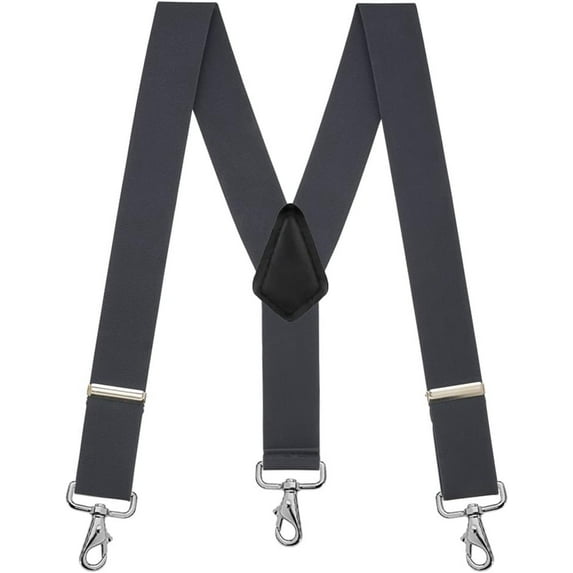 Suspender Store 2 Inch Wide Trigger Snap Suspenders - DARK GREY 48" for 5'9" to 6'2" tall