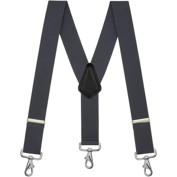 Suspender Store 2 Inch Wide Trigger Snap Suspenders - DARK GREY 48" for 5'9" to 6'2" tall