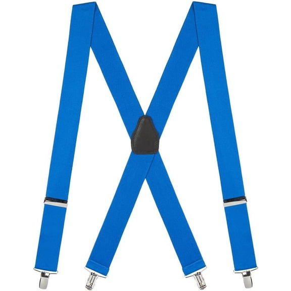 SuspenderStore Solid Color X-Back Suspenders - 1.5-Inch Wide Elastic - Clip - 4 Sizes Including Big & Tall