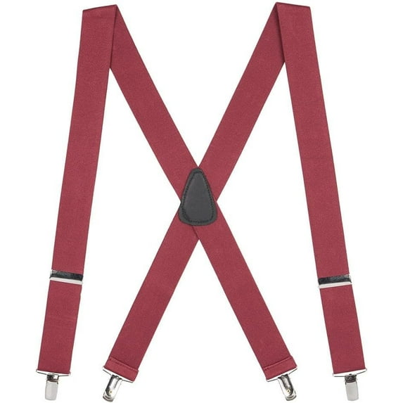 SuspenderStore Solid Color X-Back Suspenders - 1.5-Inch Wide Elastic - Clip - 4 Sizes Including Big & Tall
