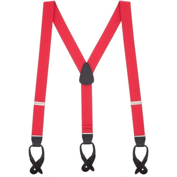 SuspenderStore Solid Color Y-Back Suspenders - 1.25-Inch Wide Elastic - Button - 3 Sizes