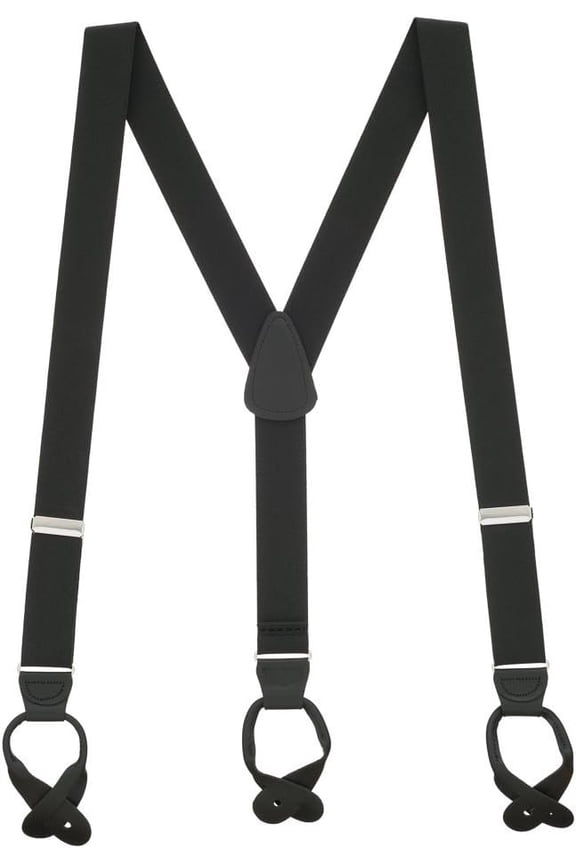 Solid Color Y-Back Suspenders - 1.25-Inch Wide Elastic - Button - 3 Sizes