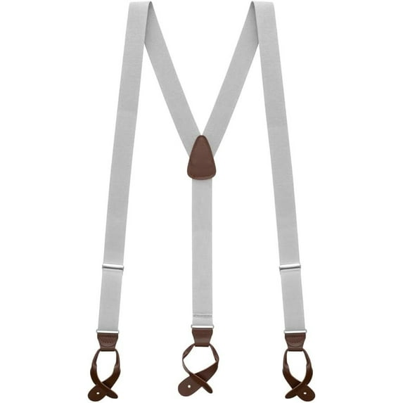 SuspenderStore Solid Color Y-Back Suspenders - 1.25-Inch Wide Elastic - Button - 3 Sizes