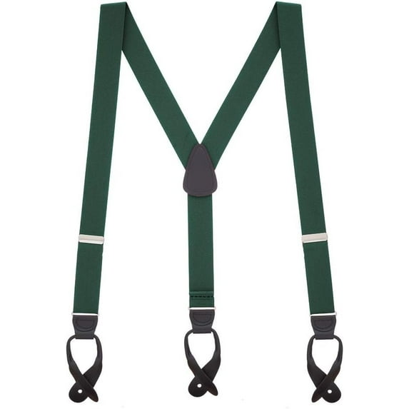 SuspenderStore Solid Color Y-Back Suspenders - 1.25-Inch Wide Elastic - Button - 3 Sizes