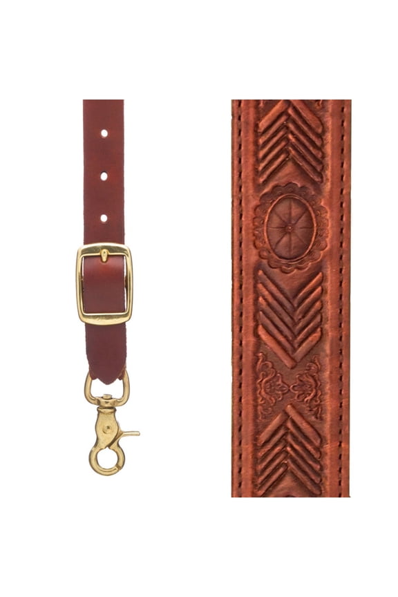 Southwestern Pattern 1.5-Inch Wide Western Leather Suspenders - Trigger Snap