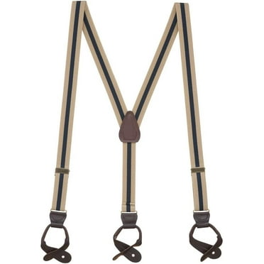 SuspenderStore Striped Y-Back Suspenders - 1-Inch Wide Elastic - Button - 3 Sizes