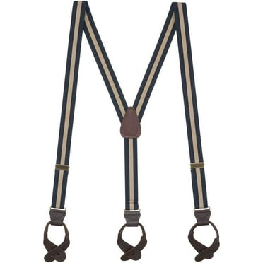 SuspenderStore Striped Y-Back Suspenders - 1-Inch Wide Elastic - Button - 3 Sizes