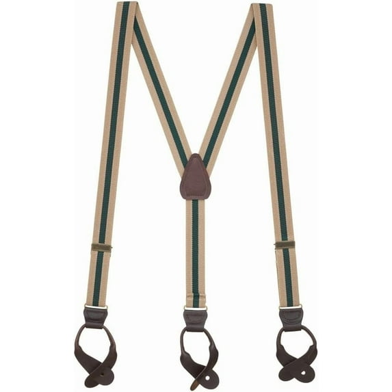 SuspenderStore Striped Y-Back Suspenders - 1-Inch Wide Elastic - Button - 3 Sizes