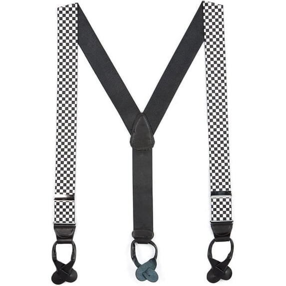 SuspenderStore Stripes, Dots, And Checked Suspenders - 1.5-Inch Wide Elastic - Button - 3 Sizes