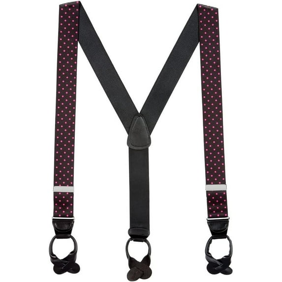 SuspenderStore Stripes, Dots, And Checked Suspenders - 1.5-Inch Wide Elastic - Button - 3 Sizes