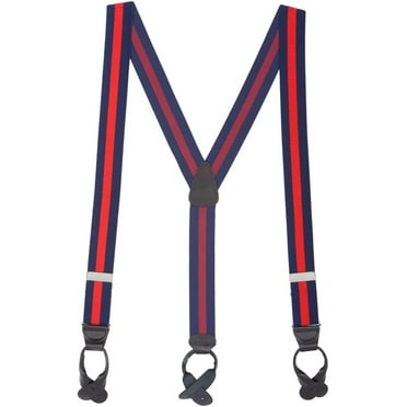 SuspenderStore Stripes, Dots, And Checked Suspenders - 1.5-Inch Wide Elastic - Button - 3 Sizes