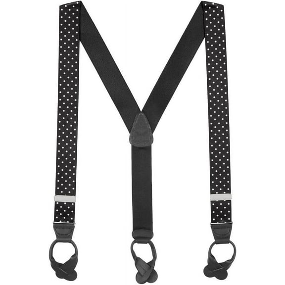 SuspenderStore Stripes, Dots, And Checked Suspenders - 1.5-Inch Wide Elastic - Button - 3 Sizes