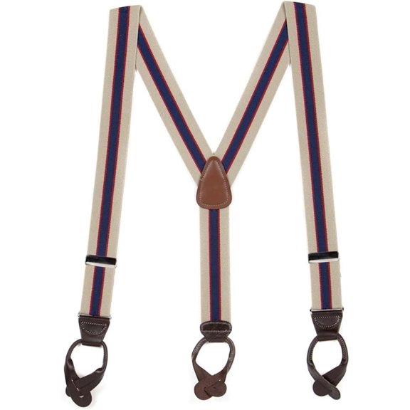 SuspenderStore Stripes, Dots, And Checked Suspenders - 1.5-Inch Wide Elastic - Button - 3 Sizes