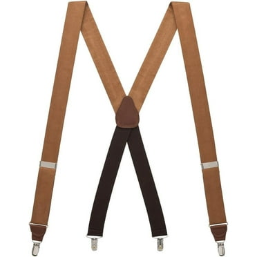 Suspender Store Stylish Suede Suspenders - 1.38-Inch Wide Straps - X-Back - Clip - 2 Sizes