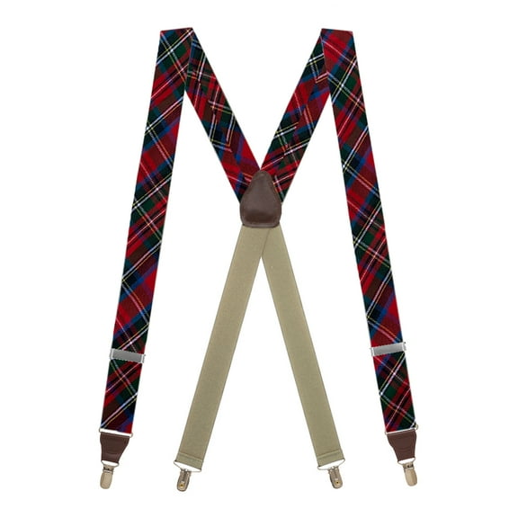SuspenderStore Tartan Plaid Cotton Suspenders - 1.38-Inch Wide - Clip - 2 Patterns & 2 Sizes