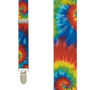 SuspenderStore Tie-Dye Swirl Suspenders - 1-Inch Wide Elastic - Clip - 2 Sizes