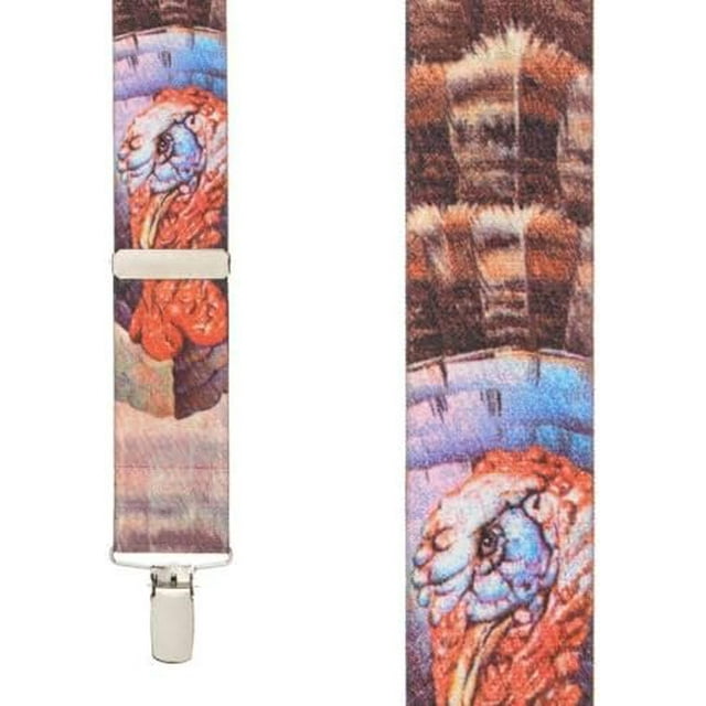 Suspender Store Novelty Turkey Suspenders - 1.5-Inch Wide Elastic - X-Back - Clip - 3 Sizes
