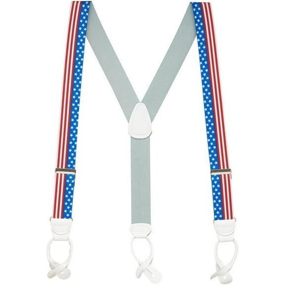 SuspenderStore USA Stars & Stripes Suspenders - 1.5-Inch Wide Elastic - Button - 3 Sizes