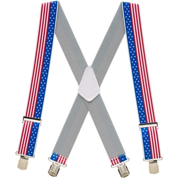 SuspenderStore Usa Stars & Stripes Suspenders - 2-Inch Wide - Pin Clip- 4 Sizes