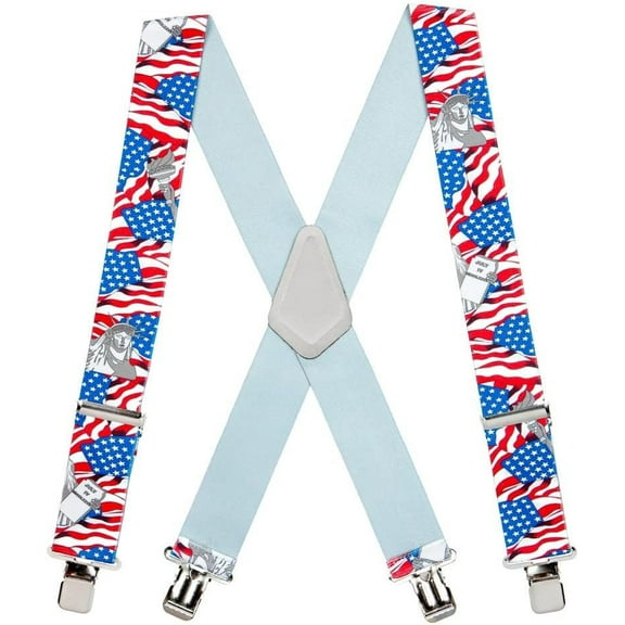 SuspenderStore Usa Statue Of Liberty Suspenders - 2 Inch Wide - Clip - 3 Sizes