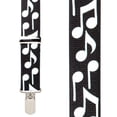 thumbnail image 1 of SuspenderStore White Music Notes On Black Suspenders - Small Pin Clip - 4 Sizes Including Big & Tall, 1 of 4