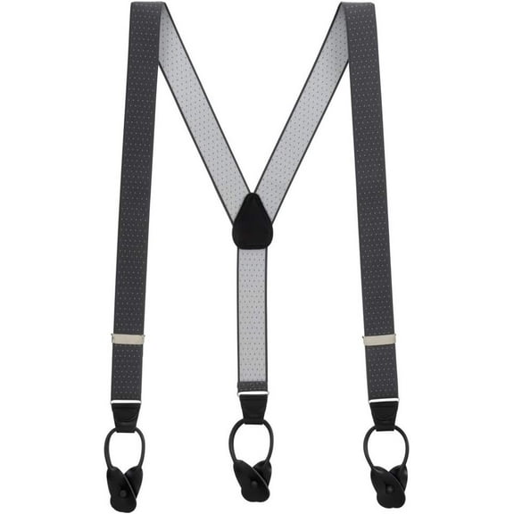 SuspenderStore Woven Pin Dot Suspenders- 1.38-Inch Wide Elastic - Button - 6 Colors & 2 Sizes