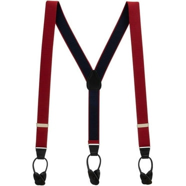 SuspenderStore Woven Pin Dot Suspenders- 1.38-Inch Wide Elastic - Button - 6 Colors & 2 Sizes
