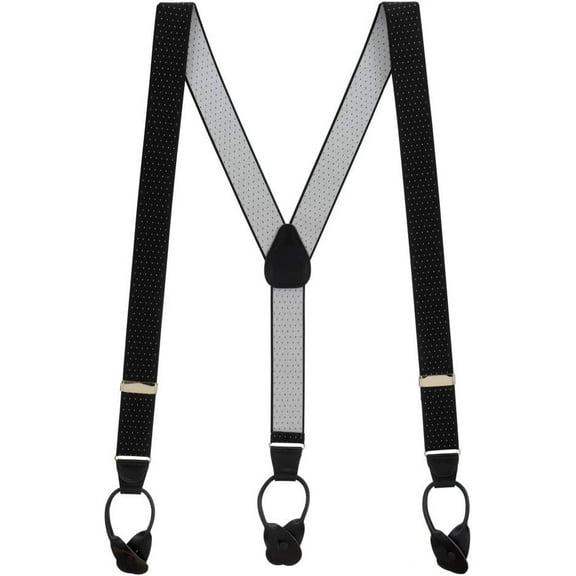 SuspenderStore Woven Pin Dot Suspenders- 1.38-Inch Wide Elastic - Button - 6 Colors & 2 Sizes