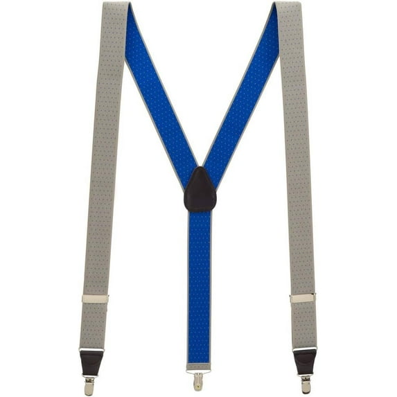 SuspenderStore Woven Pin Dot Suspenders - 1.38-Inch Wide Elastic - Clip - 6 Colors & 2 Sizes