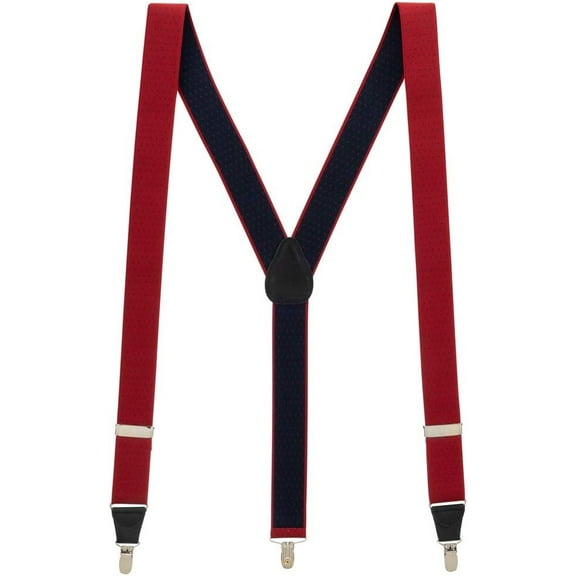 SuspenderStore Woven Pin Dot Suspenders - 1.38-Inch Wide Elastic - Clip - 6 Colors & 2 Sizes