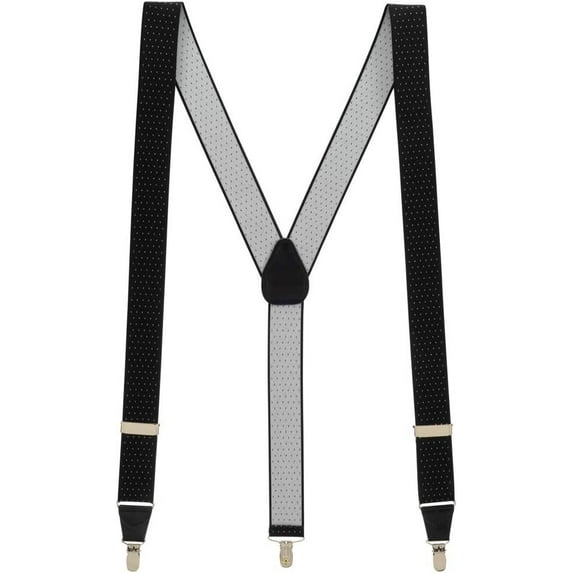 SuspenderStore Woven Pin Dot Suspenders - 1.38-Inch Wide Elastic - Clip - 6 Colors & 2 Sizes